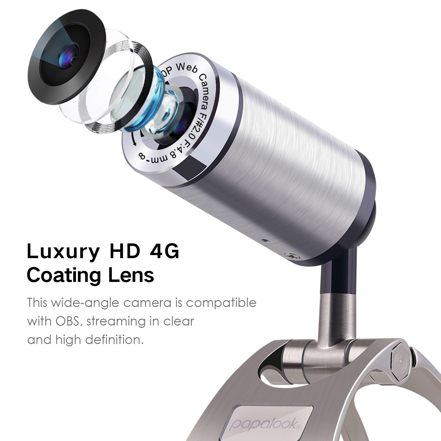 Volle HD 1080P Webcam, PAPALOOK Pa150S 30FPS Metall Netz Kamera mit Mic, USB 2,0 für Mannschaften Zoomen Treffen Video
