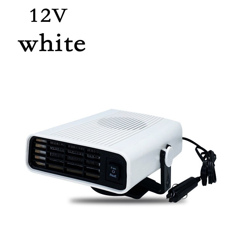 12V/24V Car Heater 500W Portable 360 Degree Adjustable Electric Heater Cooling Fan Air Purifier Windscreen Defogging Defroster: White 12v