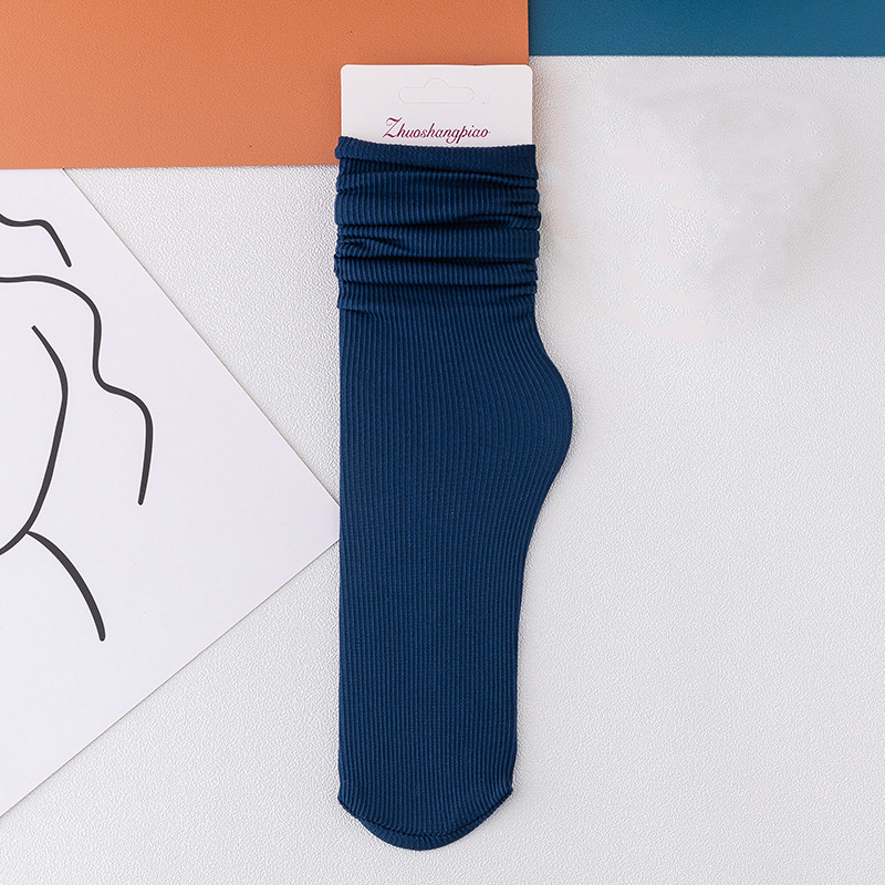 Multicolor Solid Color Ice Silk Velvet Mid Tube Socks Women Summer Soft Thin Rolled Edge Crew Socks Japanese Casual Long Socks