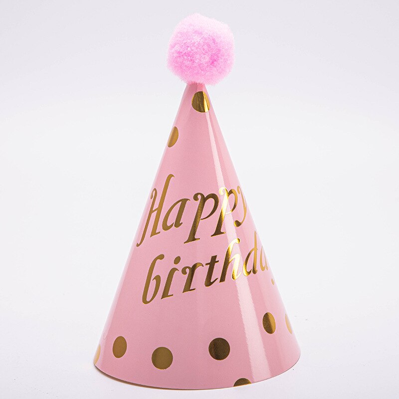 10 stücke Glücklich Geburtstag Hüte Polka Punkt Filz Pompoms Papier Kegel Kappen Baby Dusche Erwachsene freundlicher Geburtstag Party Dekoration Supplie