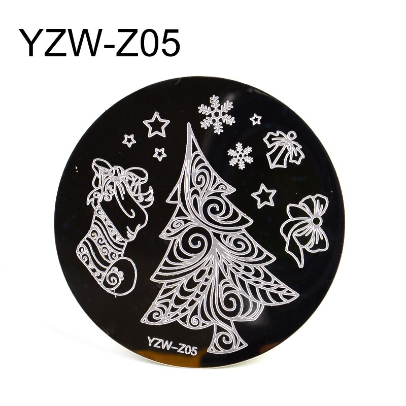 1 pc nail art stempelplaten nagellak print blad bloem dromenvanger sneeuwvlok kerst stempel schraper spons: Yzw -z05