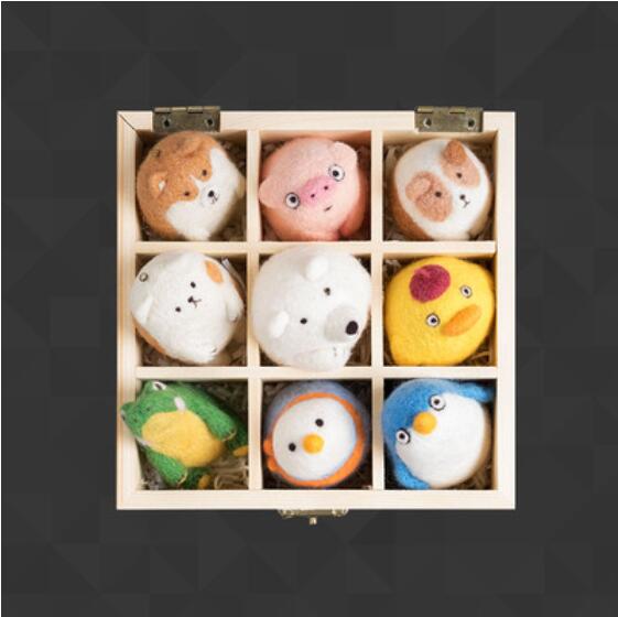 Wool felt package box wool needlepoint kit wool felt needle felting decoration craft needlecraft DIY: A