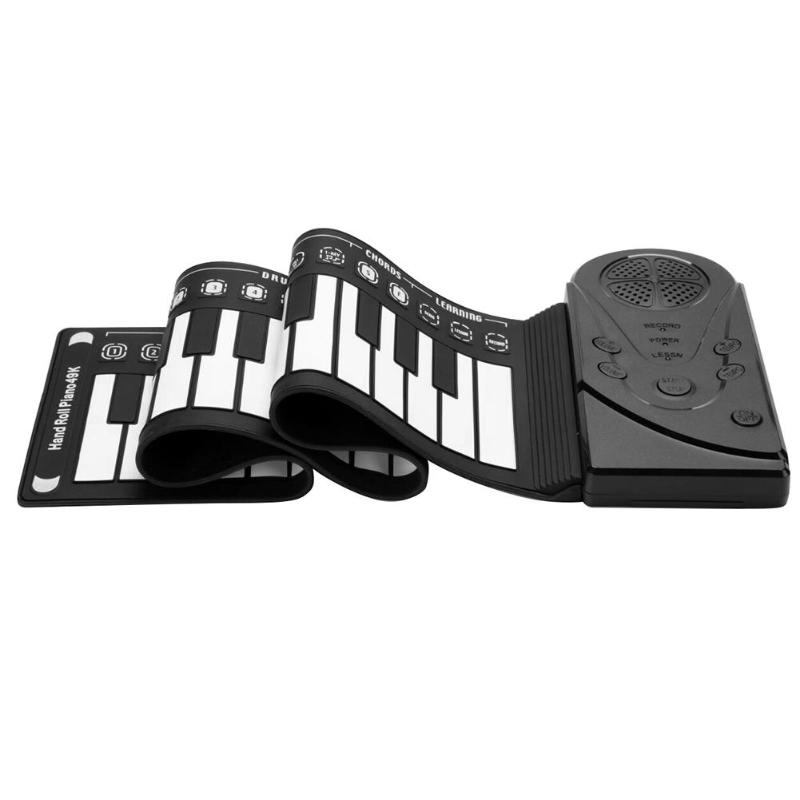 Portable 49-Key Flexible Silicone Roll Up Piano Folding Electronic Keyboard for Children Student Early Learning Education: Default Title