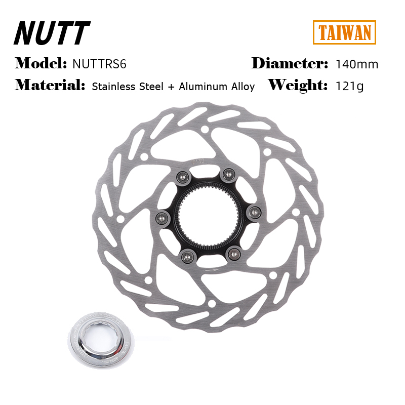 Nutt  rs6 terrengsykkel bremseskive 140mm 160mm senterlås bremsekloss hul varmeavledning skive bremseklosser sykkel deler: 140mm