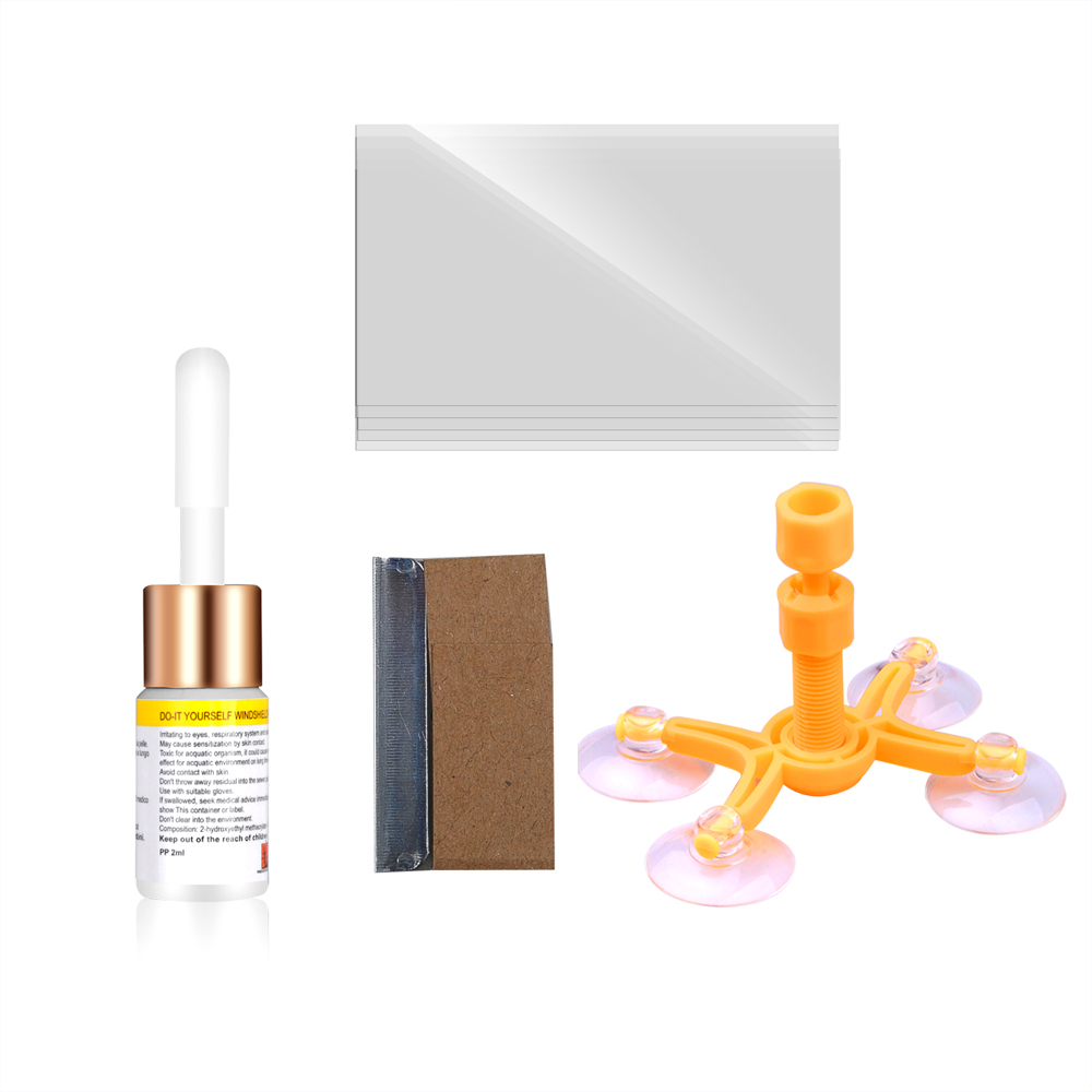 Voorruit Window Reparatie Kit Glas Voorruit Herstellen Repareren Gereedschap Set Kras Crack Reparatie Kit Auto Reparatie Tool Set: Yellow