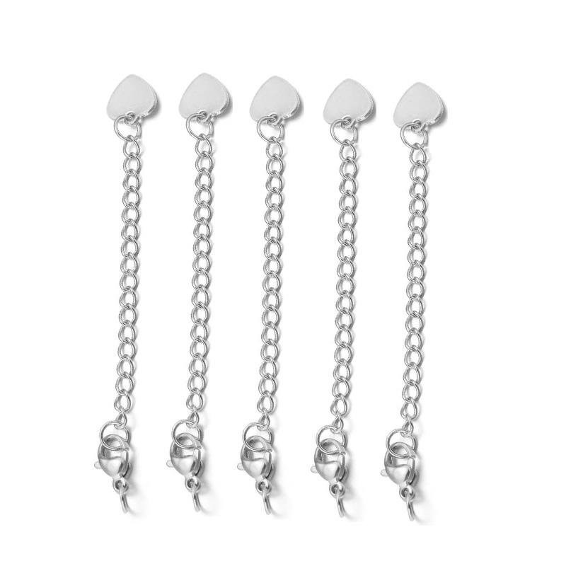 5/10/100pcs/Lot Stainless Steel Extended Extension Tail Chain Lobster Clasps Connector For Bracelet Necklace Jewelry Making: Fluorescent Yellow