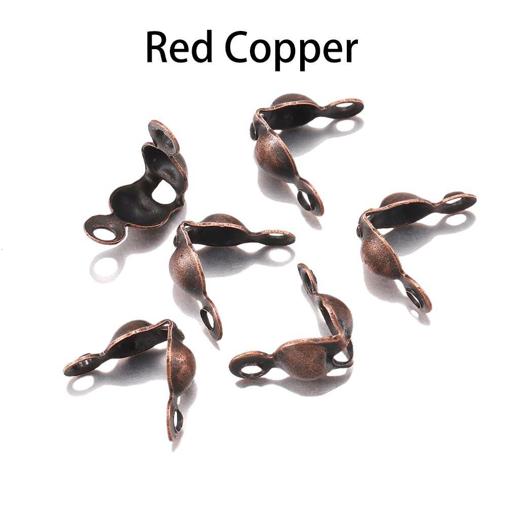 Connecteurs de chaîne à billes 4x7mm, fermoirs, pointe de perle, coquille de palourde pour bricolage, collier, Bracelets, accessoires de fabrication de bijoux, 100 – 1200 pièces/lot: Red Copper