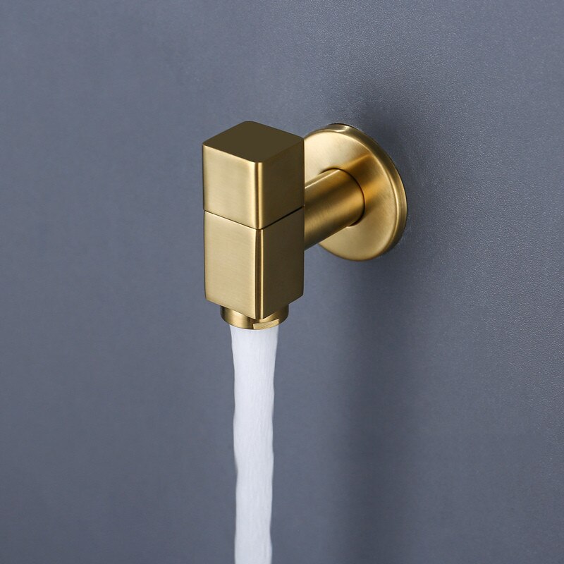Brushed Gold Wall Mounted Small Tap Decorative Garden Faucet Washing Machine Water Tap Basin Bibcock Taps