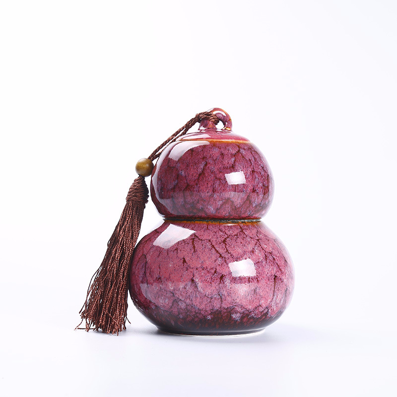 Calebasse forme de gourde Caddies à thé Mini boîtes de rangement en céramique feuilles de thé conteneur en céramique organisateur maison salon de thé à manger boîte de thé: rose