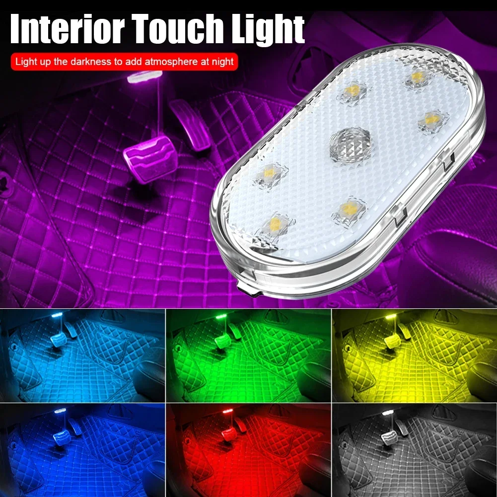 Luci a portato senza fili magnetiche per interni auto Luci a portato per interni per auto Lampada per atmosfera con accento al neon automobilistico ricaricabile tramite USB