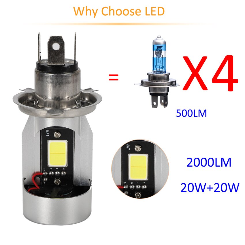 Motorfiets koplampen  h4 leds grootlicht moto  hs1 led koplamp motorfiets leds lampen 12v-80v 2000lm met angel eyes