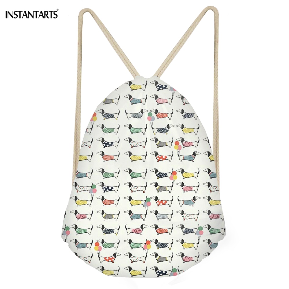 INSTANTARTS Drôle Chien Teckel Imprimé Cordons Sacs pour Adolescents Filles décontracté Softback Sac Sacs Grande Étudiants Sacs À Dos