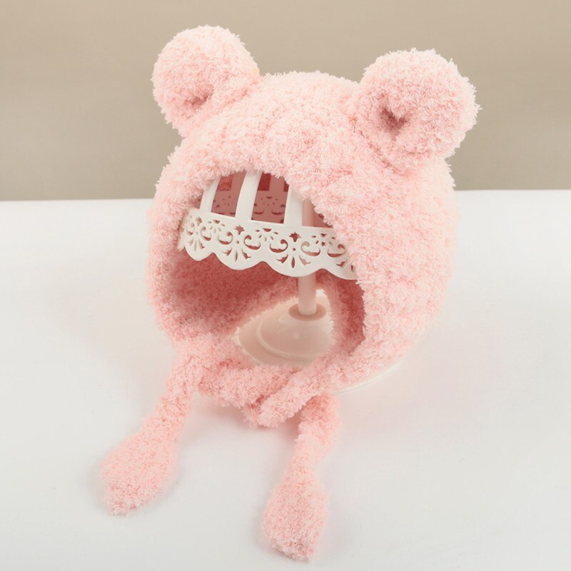 Vrouwelijke babymutsen herfst winter baby handgemaakte wollen mutsen kinderen super schattig uitje schattige meisjes casual mutsen 0-3 jaar: Roze