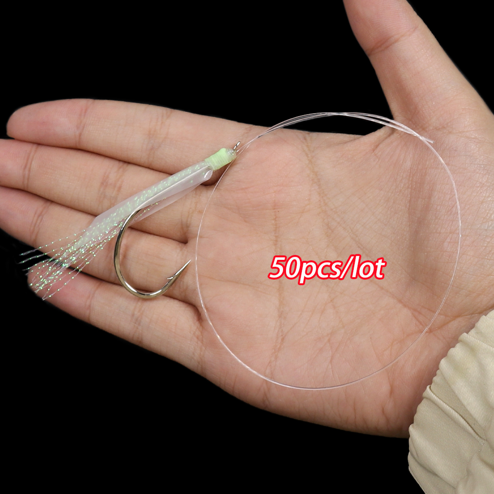 Lionriver Sabiki-señuelo de pesca suave, cebo Flash, piel de pescado, oropel de cristal, anzuelos de cuerda luminosos con púas, pesca en agua salada