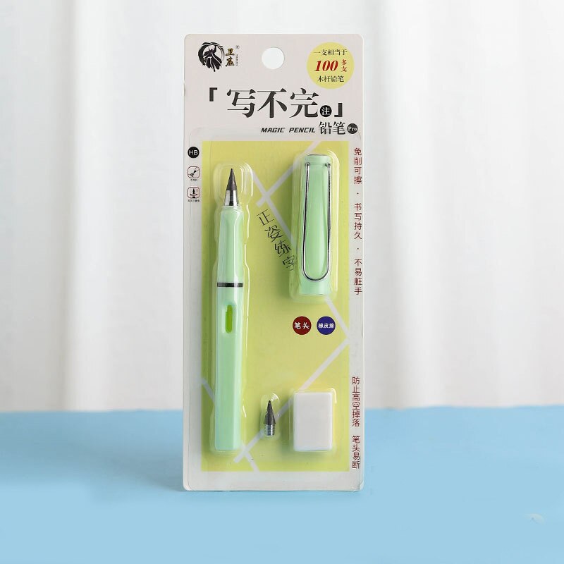 Juego de lápices eternos para escritura ilimitada, pluma borrable sin tinta, nueva tecnología, lápices mágicos para bocetos de arte, herramienta de pintura, para niños: Light green
