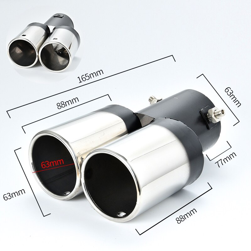 Uitlaatpijp demper uitlaatpijp uitlaat mondstuk uiteinde universeel roestvrij staal cirkelvormig schuin uiteinde één verandering twee dubbel uit