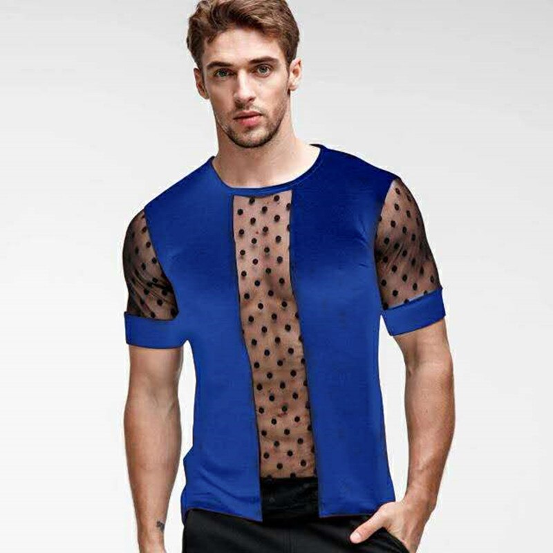 street innovative slim man T-shirt, beach T-shirt, sports casual T-shirt, light and breathable T-shirt shirt man: blue / XXL
