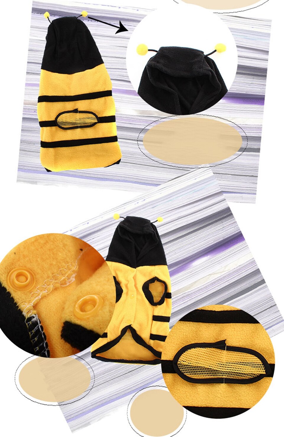 Costume pour chien et abeille, vêtement pour animaux de compagnie, adorable, bourdon, ailes, chiot, HTL-21