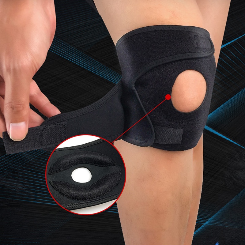 1 pc knæstøtter knæbeskyttere justerbar knærem patellar senebånd bøjle beskyttende puder sport safrty fit fitness løb