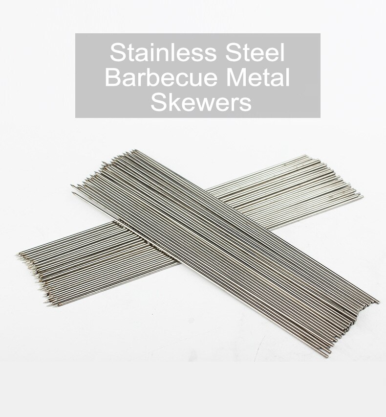 10pc reusable 304 stainless steel barbecue metal skewers skewers BBQ utensils grill grill Food Skewers Needle Prongs Party