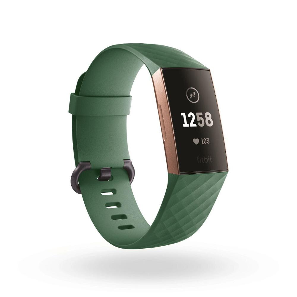 Duurzaam Horloge Band bandjes voor Fitbit Lading 3 riem op Fit Bit Lading 3 Charge3 Pols Siliconen lederen riem Armband accessoires: Army Green / S