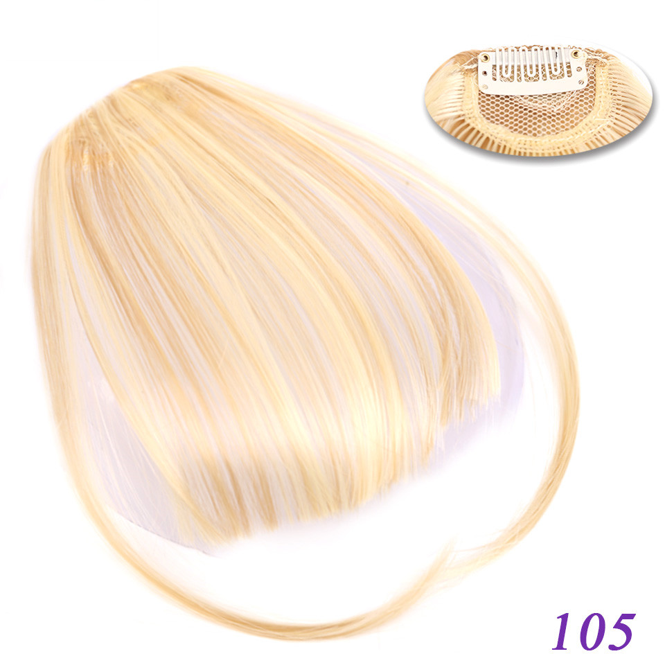 Flequillo romo sintético liso Natural LM, fibra de alta temperatura, marrón, flequillo completo con Clip para mujer con flecos de pelo de 6 pulgadas: #6