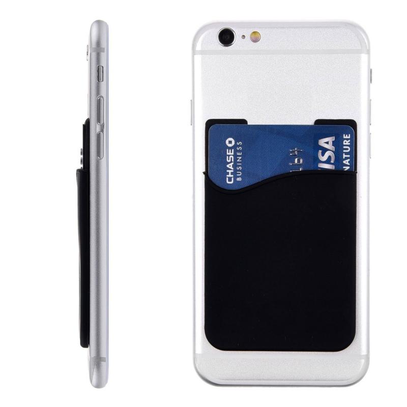 Zwart Siliconen Soft Card Pouch Sticker Back Cover Kaarthouder Case Pouch Voor Iphone Xiaomi Samsung Smartphone Accessoire