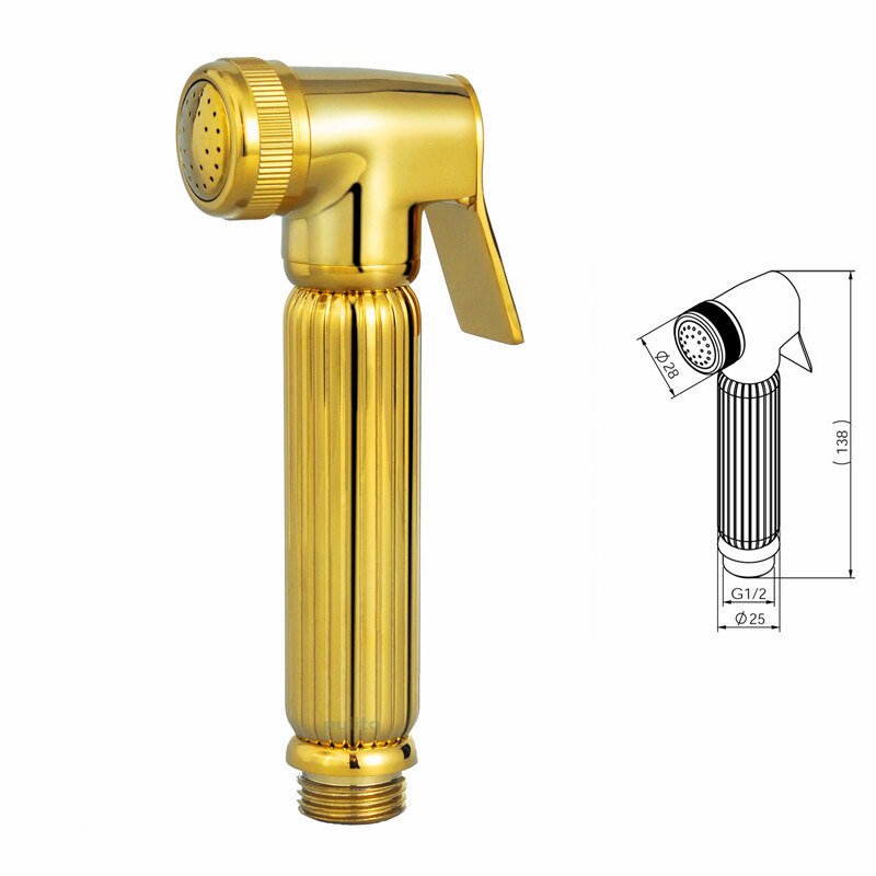 Bidet shattaf douche spray chrome wc douchekop, Gouden messing 02-059 4