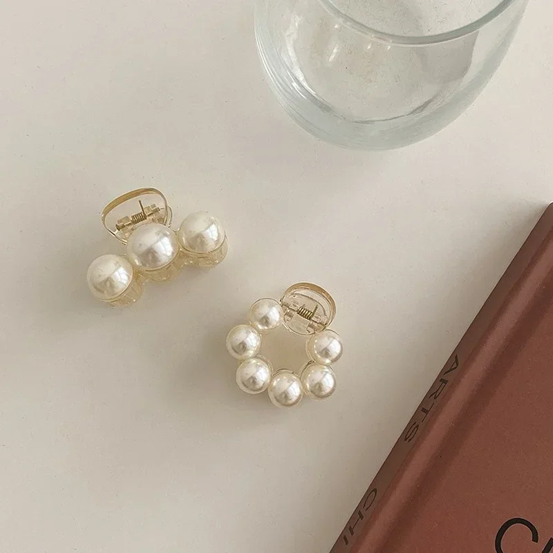 Pinzas en forma de garra para el pelo geométricas con perlas encantadoras para mujeres y niñas, horquilla, diadema de cangrejo para el cabello, accesorios para la cara, adorno para la cabeza