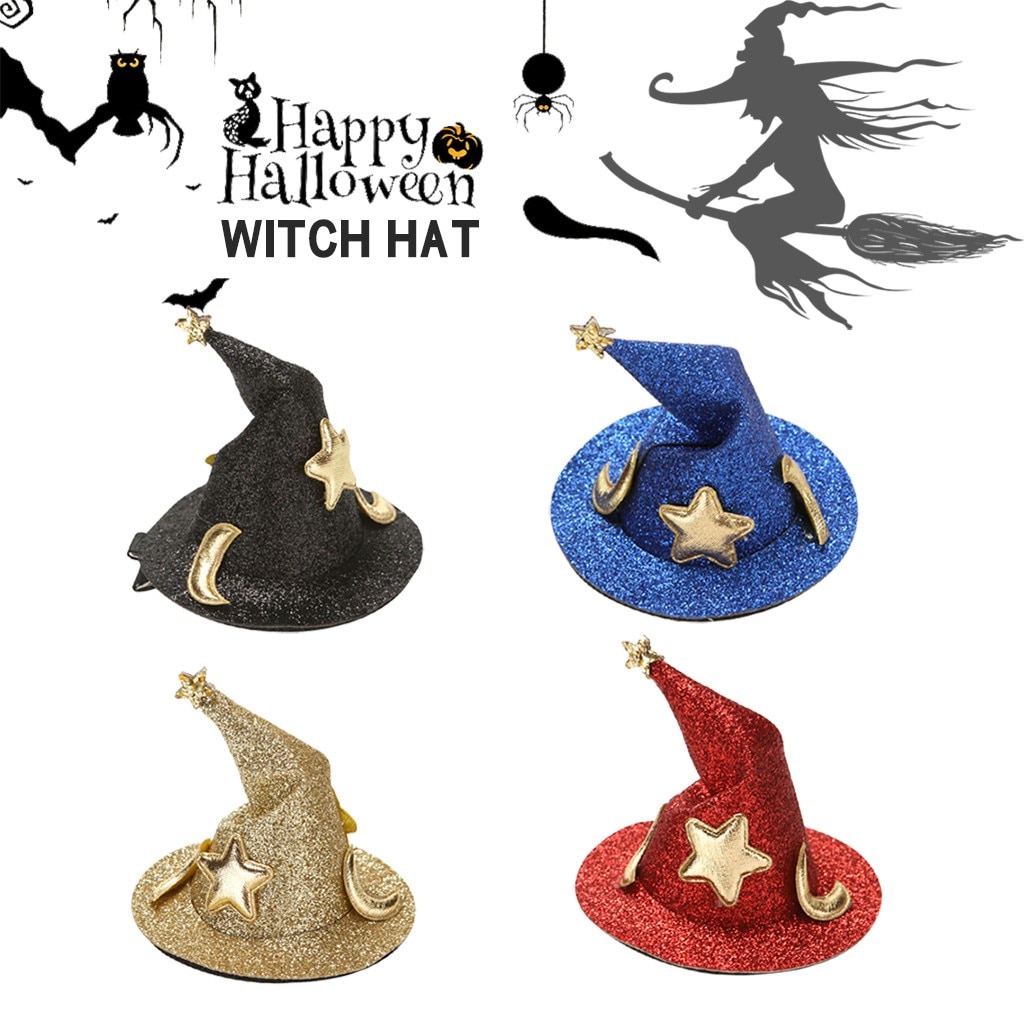 Halloween Kinderen Haarspeld Heks Glitter Hoofdtooi Hoed Decoratie Halloween Festival Party Haaraccessoires Cosplay Kostuum Prop