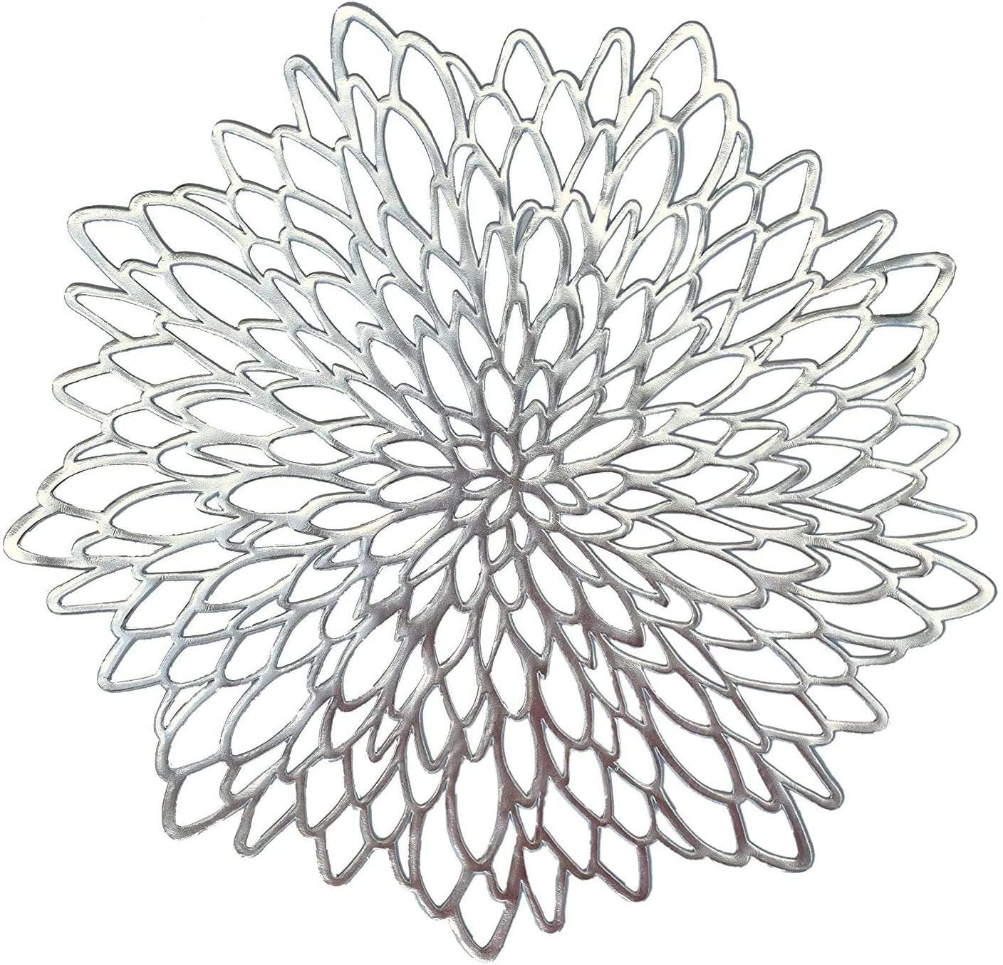 Set van 6 ronde placemats placemats afveegbare vinyl placemats keuken diner kerst Thanksgiving boerderij bruiloft: M / Black