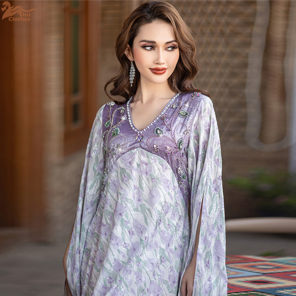 Ramadan Eid Djellaba Diamonds Abaya Dubai Kaftan Women Muslim Evening Party Dress Turkey Caftan Femme Robe Vestidos Gown