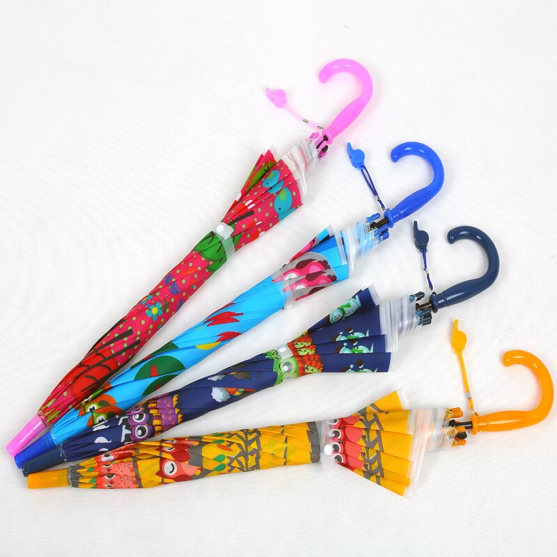 Sunny And Rainy Long-Handle Baby Umbrella Cartoon Children's Umbrella PVC Transparent Multicolor Children's Umbrella