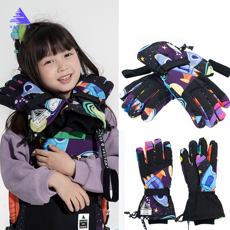 Gants De Ski Enfants Imperméables Et Coupe-vent - Compatibles écran Tactile - Pour Filles Et Garçons 4-12 Ans