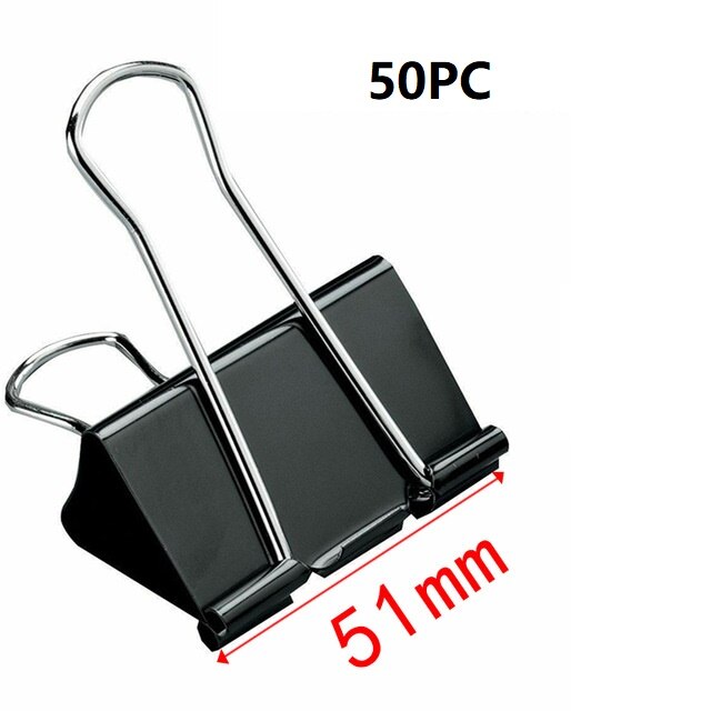 50PCS Metal Paper Clip Foldback Metal Binder Clips Black Grip Clamps Paper Document Office School Stationery Multi-Life Artifact: 51mm(50pc)