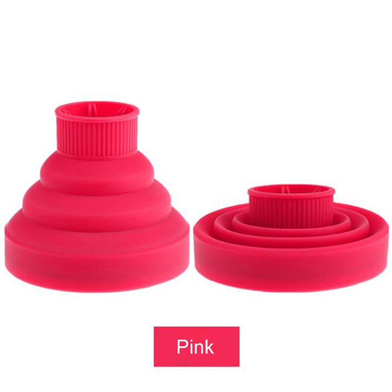Opvouwbare siliconen föhnhoes met warmteverspreider, accessoire voor eenvoudig schoonmaken van de föhn.: Roze