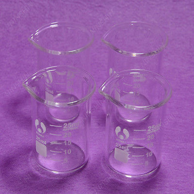 25mL Glass Beaker,4pcs/lot,Low Form Beaker Item,Lab Glassware