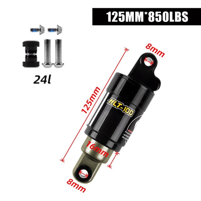 125/150/165/185mm Bicycle Hydraulic Spring Shock Absorber Electric Vehicle Snowmobile Mountain Absorber: White