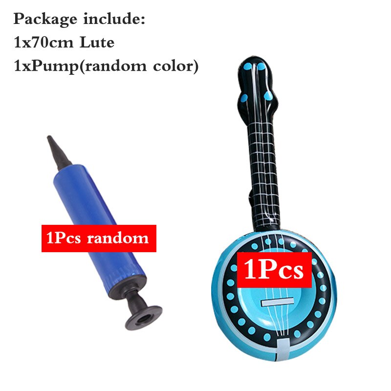 Kinderen Plastic Opblaasbare Ballon Speelgoed Muziekinstrument Speelgoed Microfoon Gitaar Saxofoon Radio Luit Party Props Lxx: 70Lute 1Pump