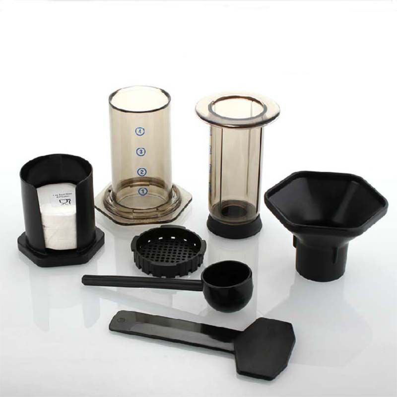 Cafetera Espresso de cristal con filtro, cafetera portátil para café, prensa francesa, cafetera para máquina AeroPress, 11x10x25cm