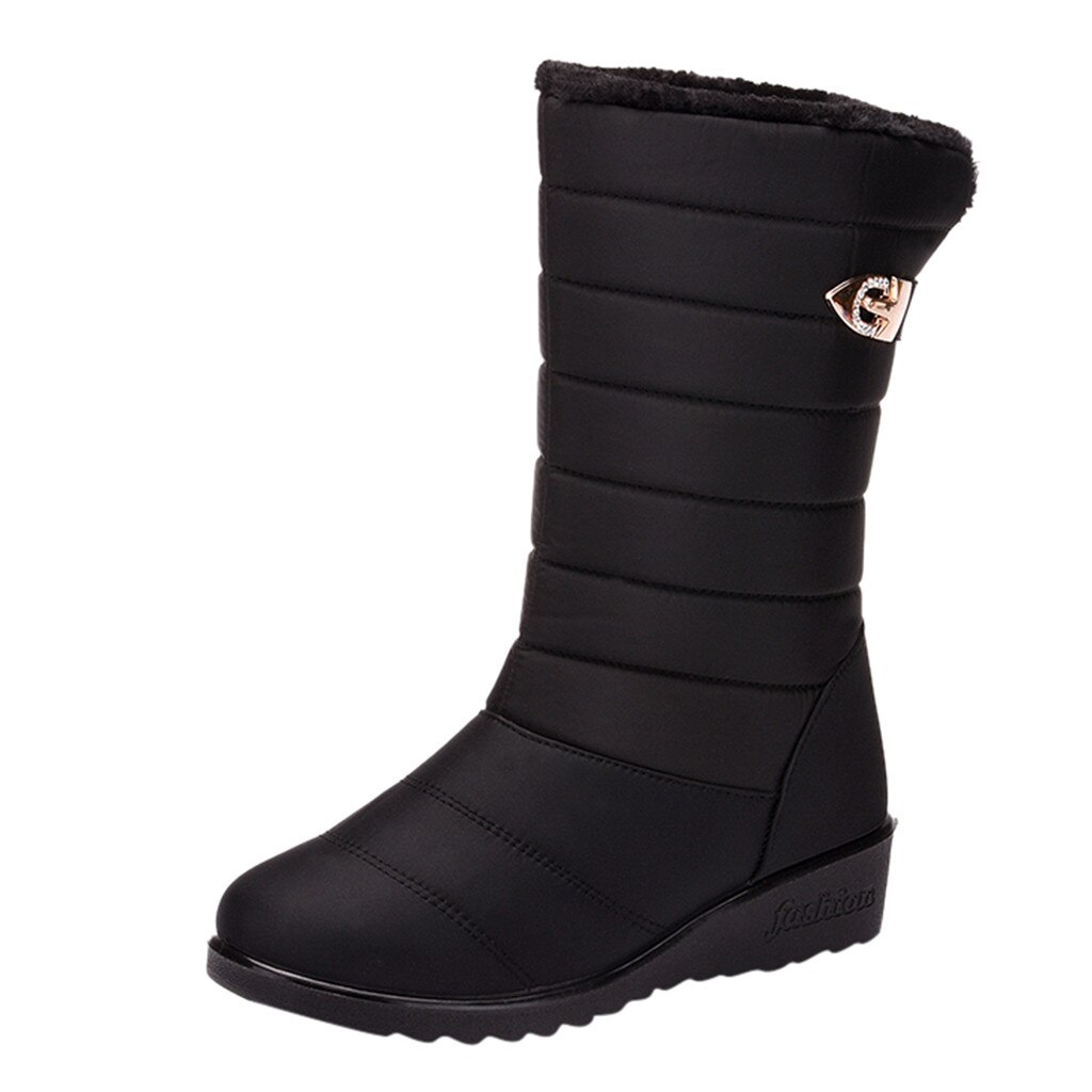 Botas de invierno para mujer, botas de nieve, botas de invierno, calzado impermeable, botas de abrigo, mujer, invierno, x# XB20: Negro / 40