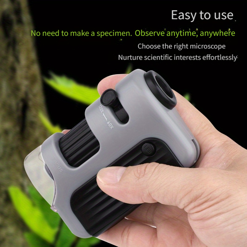 60-120X Portable microscope Outdoor handheld zoom microscope Non spherical optical lens Equipped with LED lights and UV lights A