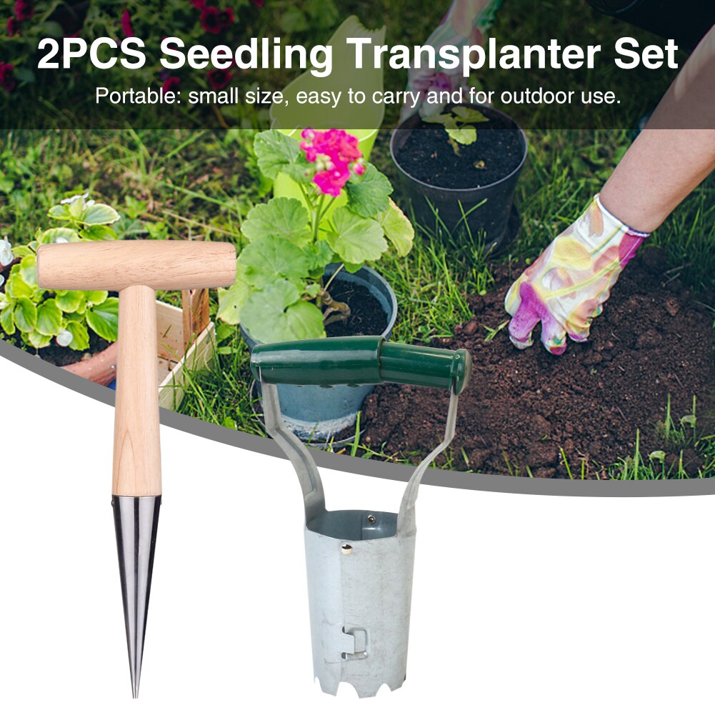 2pcs Digging Portable Garden Tool Handheld Vegetable Flower Planting Transplanter Set Succulents Device Bonsai With Hole Puncher