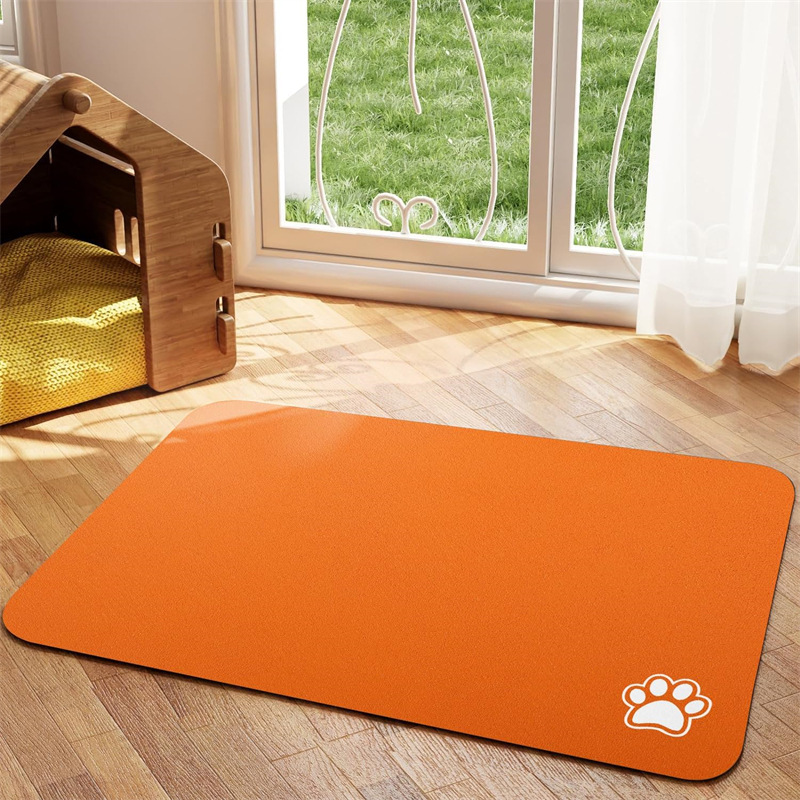 Pet Feeding Mat Absorbent Dog Cat Mat for Food and Water Easy to Clean Pet Placemats Quick Dry Dog Mat for Messy Drinkers: M / Orange