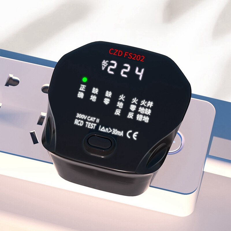 LCD Digital Display Full Smart Socket Tester with Screen Display Line Phase Tester Circuit Measuring Instrument(EU Plug)