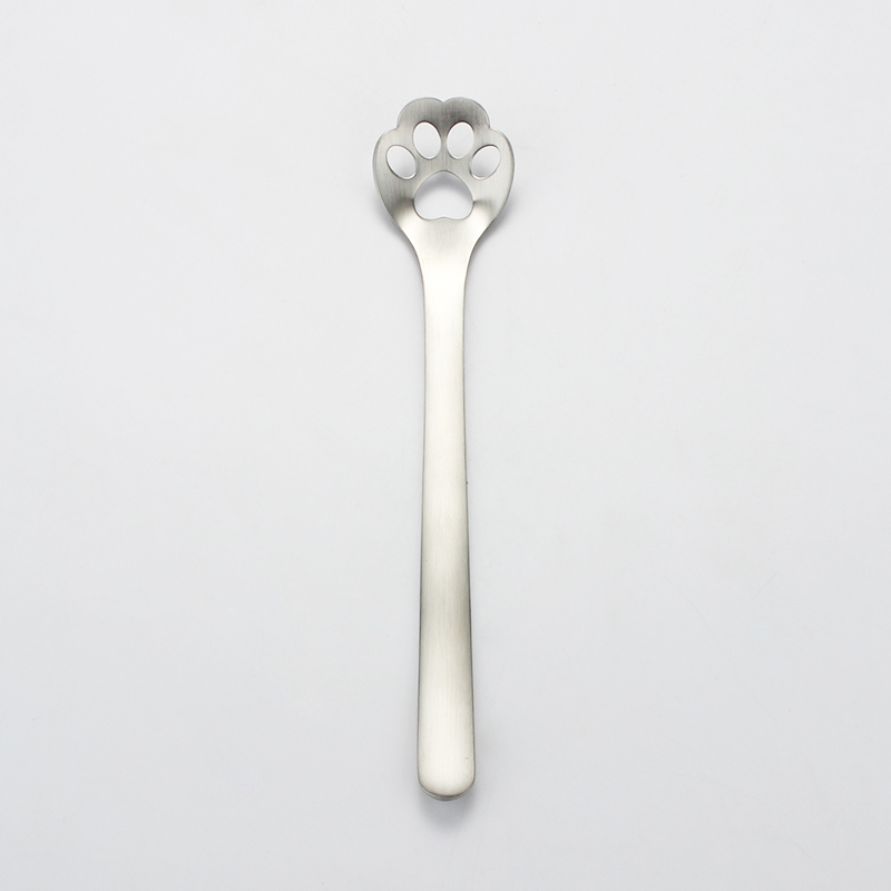 Cuillère à thé café à remuer en acier inoxydable cuillère à Dessert griffe de chien de chat accessoires à café couverts outils pour boire: cat hollow silver
