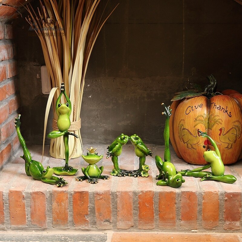 Resin Yoga Frog Green Garden Decoration Miniature Statues