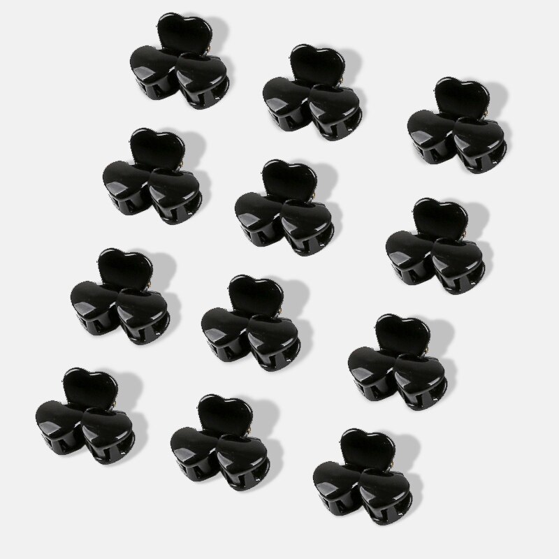 12-24 st/kartong svart mix färg liten flicka babysäker plast hår klämmor hårnålar flickor koreansk stil hårstyling accessoarer: 2.5cm svarta hjärtan