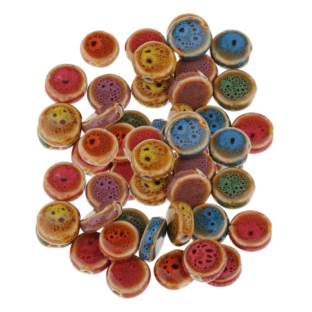 60pcs Handmade Round Porcelain Ceramic Beads 14mm For Jewelry Bracelet DIY
