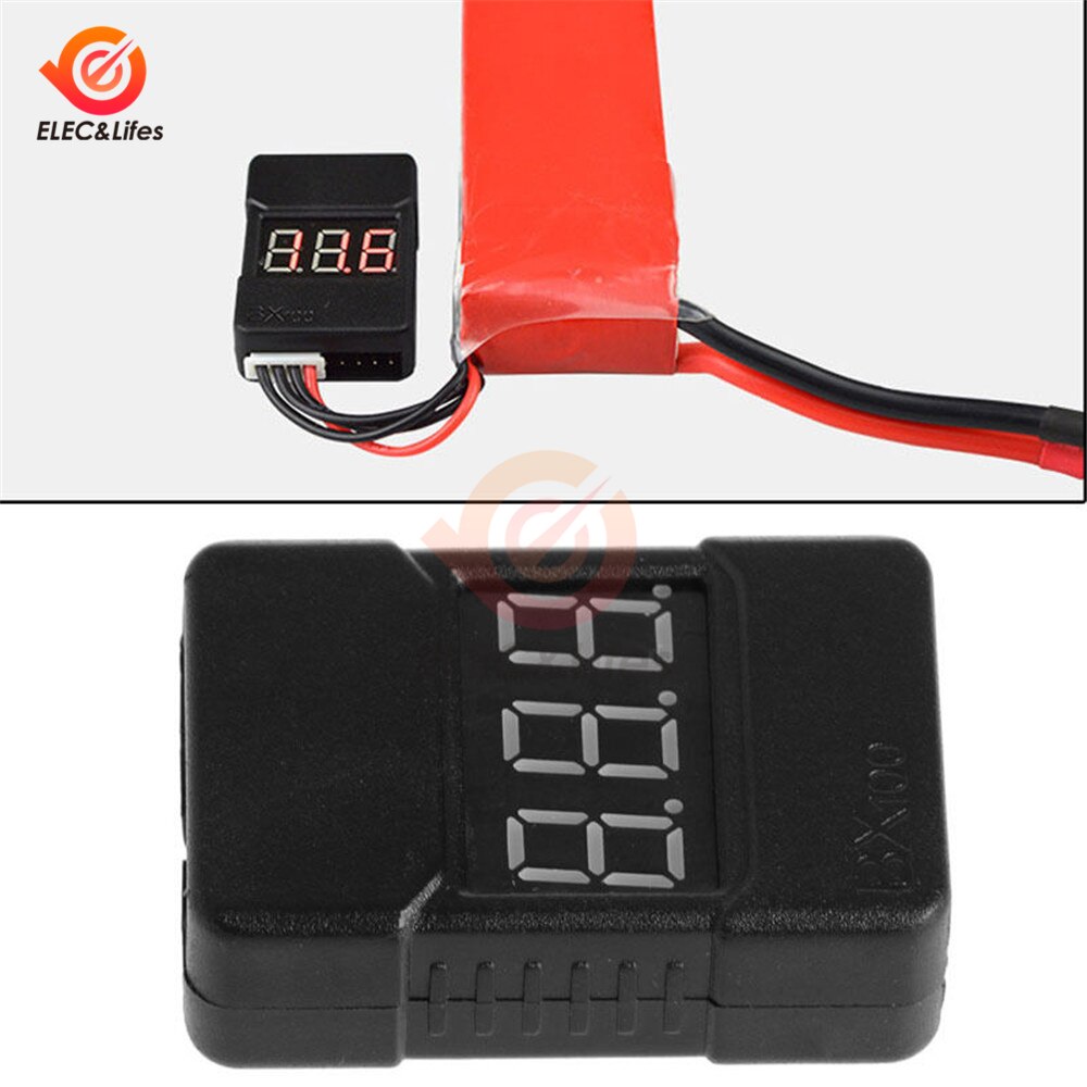 BX100 1-8S Lipo Battery Voltage Tester/Low Voltage Alarm Buzzer Dual Channel Luidsprekers